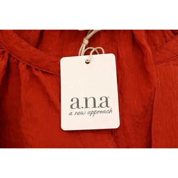 a.n.a Burnt Orange Crinkled Blouse NWT Size XL |Chic Office Boho Style Flowy Top - Picture 7 of 10